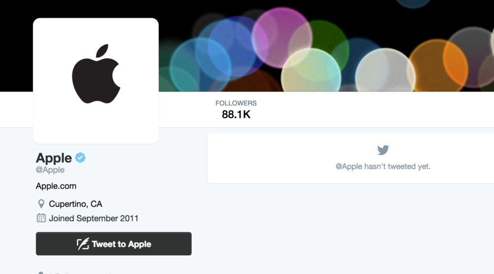 Apple has activated its dormant Twitter account, but hasn't tweeted