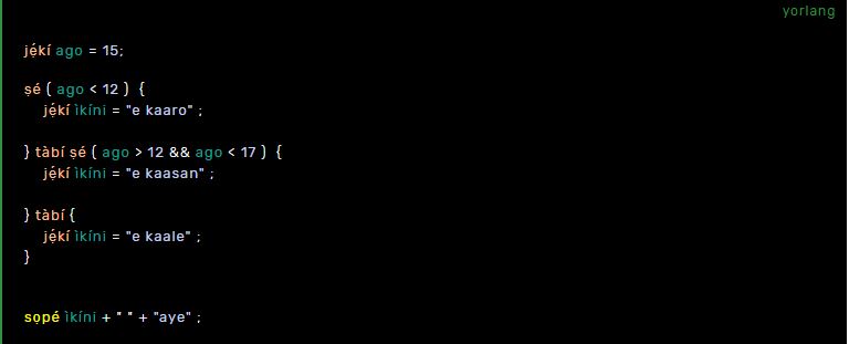 Code in Yorlang