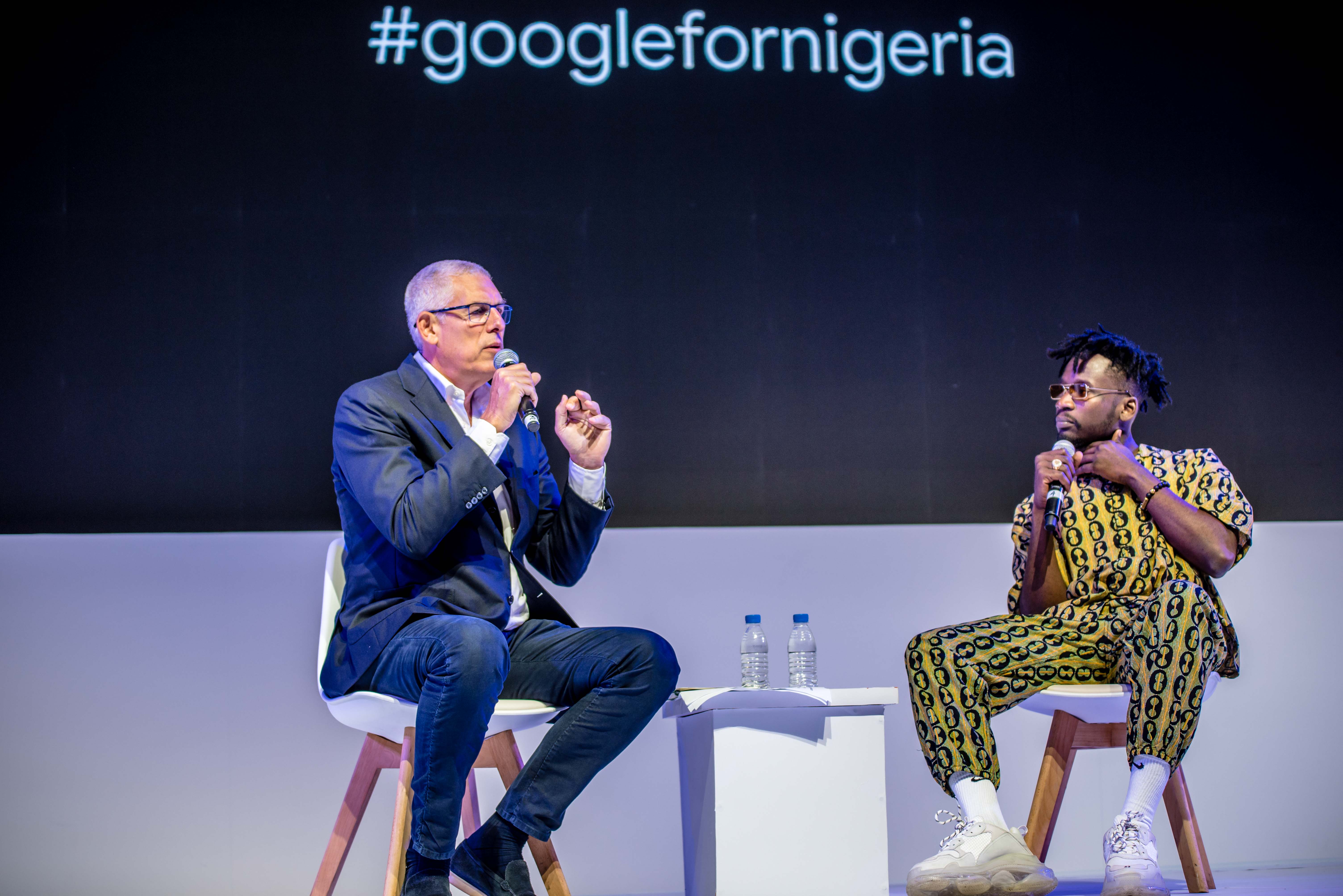 Lyor Cohen, global head of music at Google and YouTube, and Mr. Eazi.