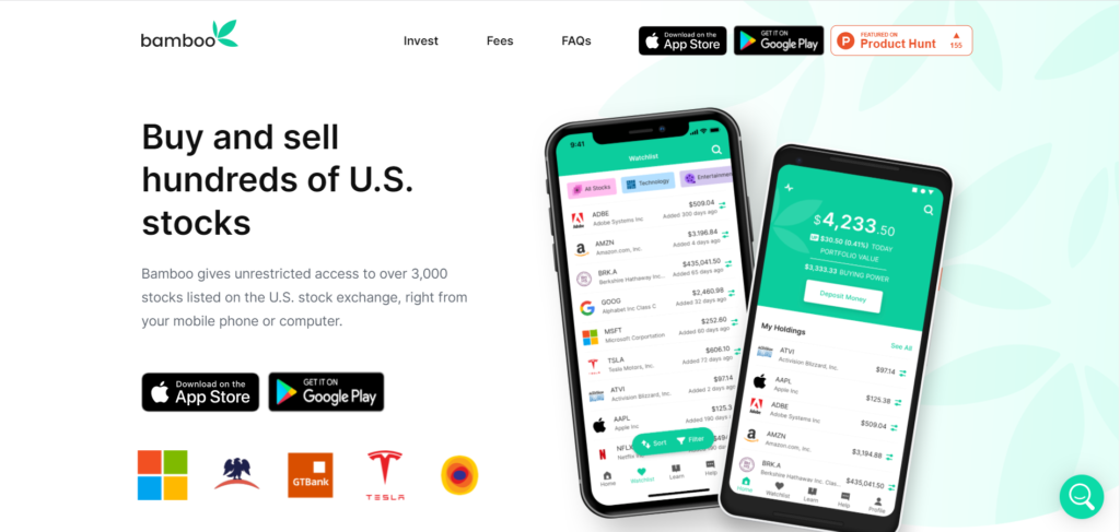 Bamboo allows Nigerians buy and trade US stocks in real-time from their mobile phones or computers.