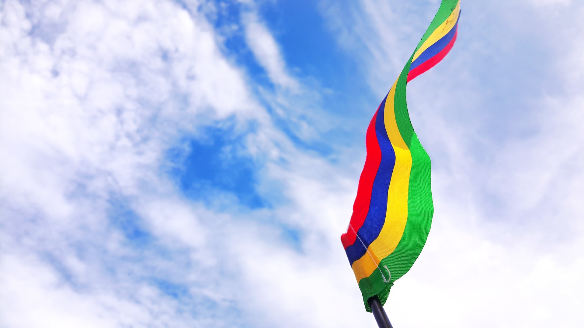 Beautiful photo of a Mauritius flag fluttering in the wind